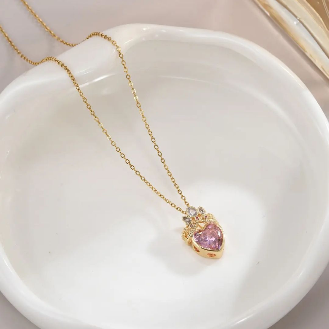 Princess Pink Heart Necklace