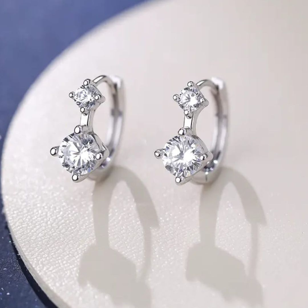 Glossy Stone Hoops Earrings
