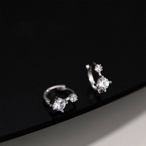 Glossy Stone Hoops Earrings