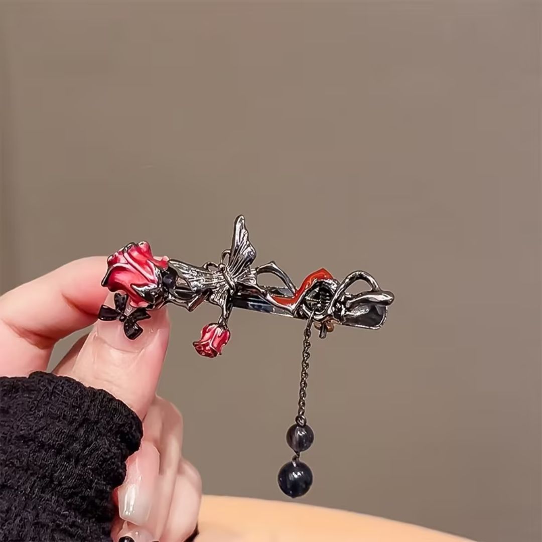 Obsidian Rose Barrette Clip