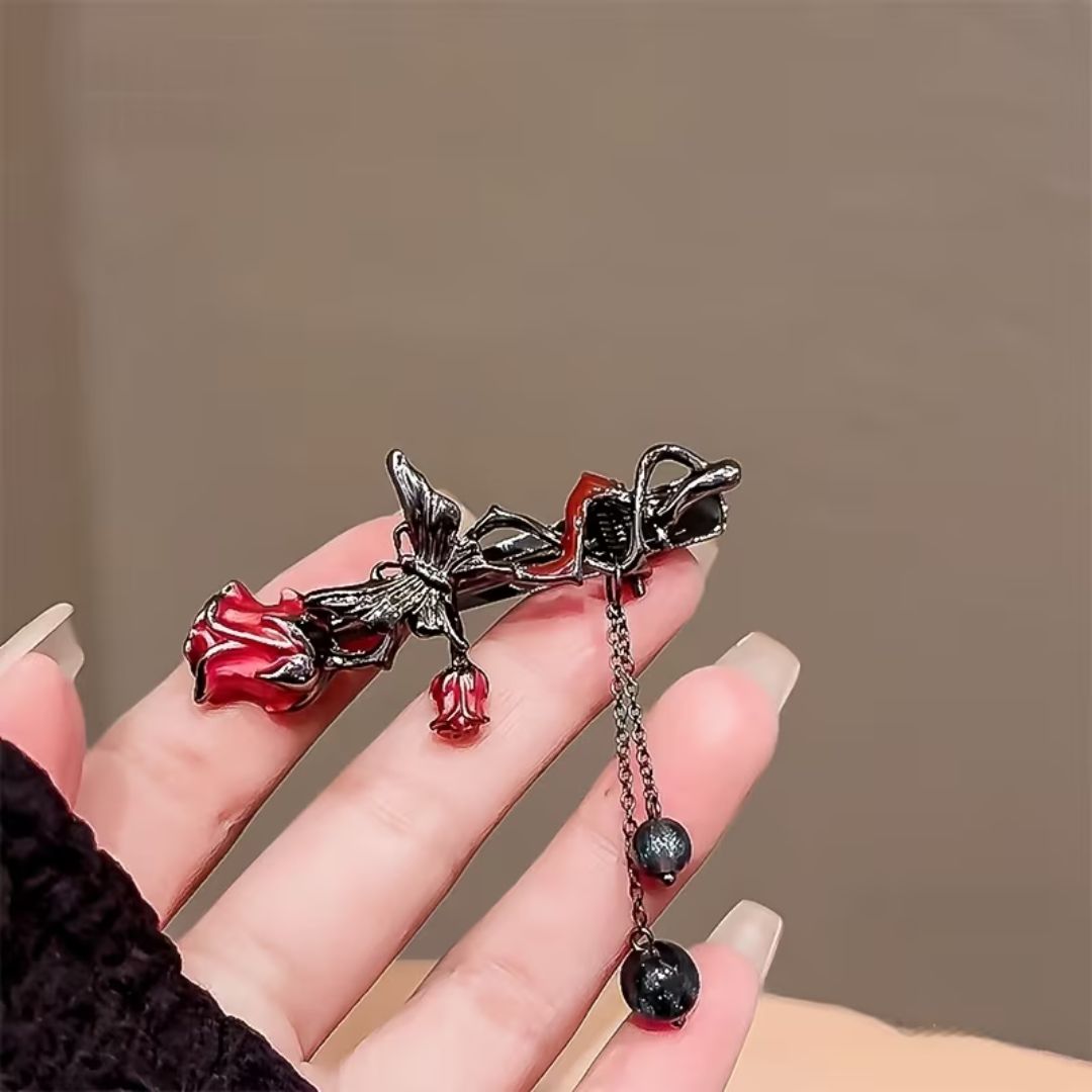 Obsidian Rose Barrette Clip