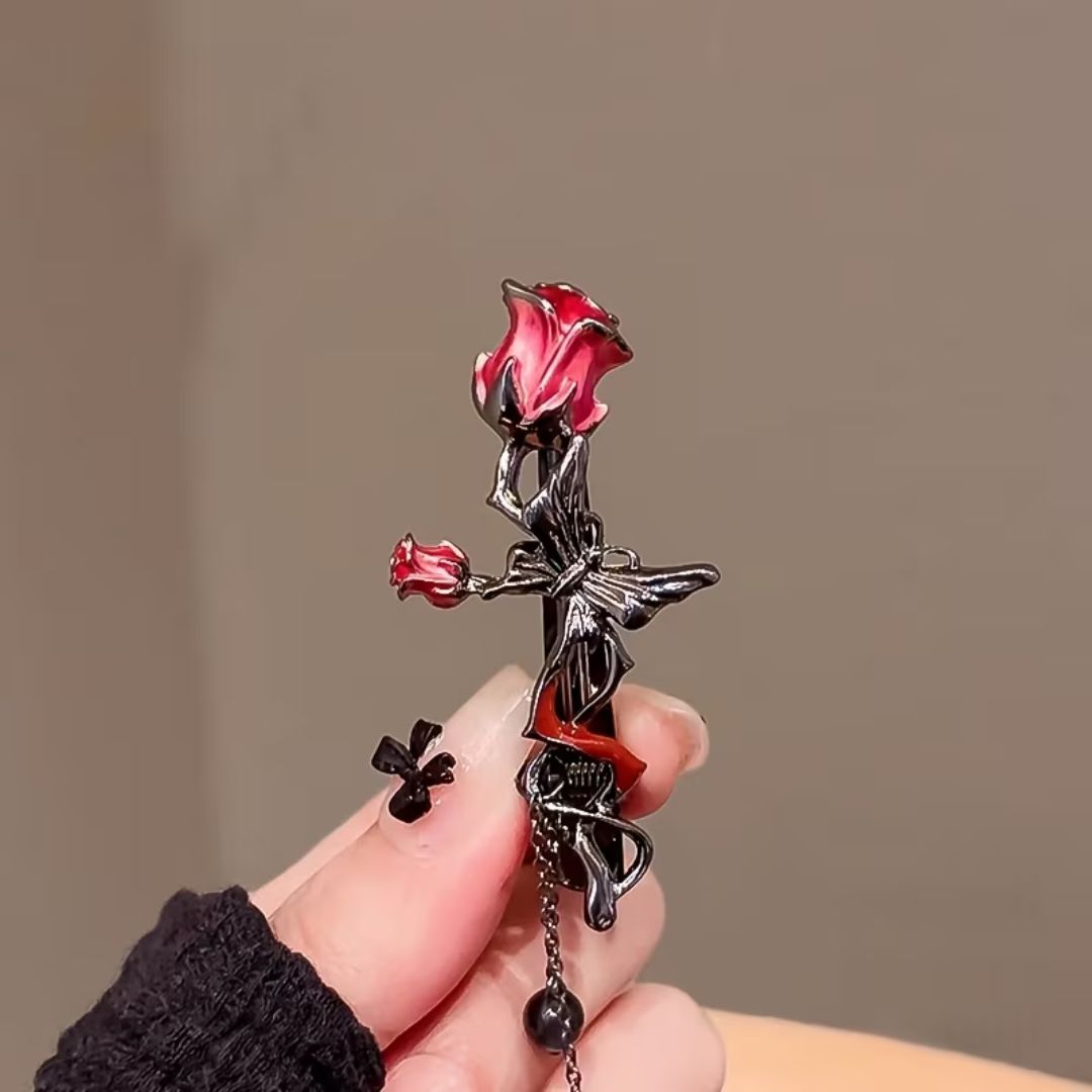 Obsidian Rose Barrette Clip