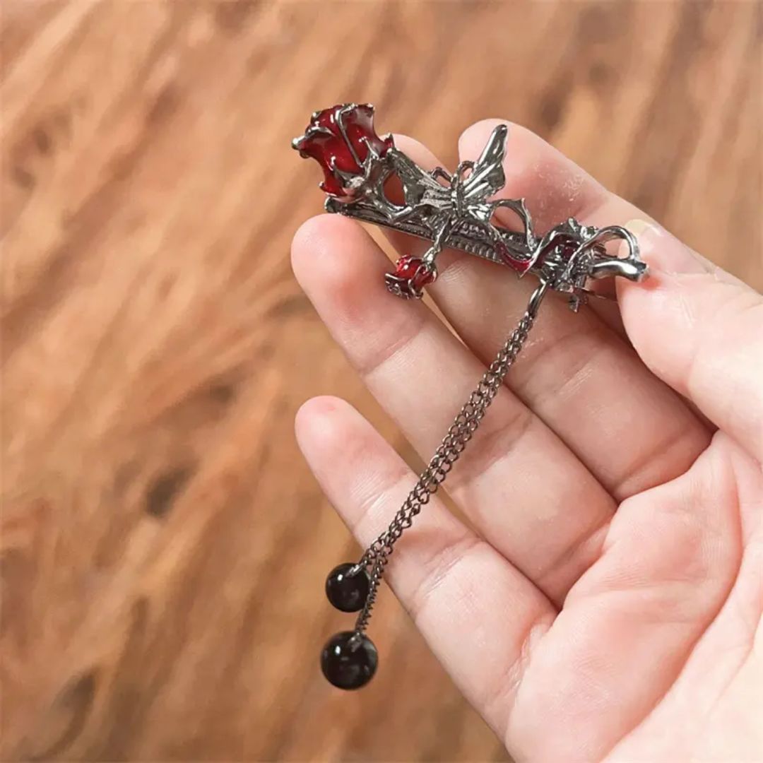 Obsidian Rose Barrette Clip