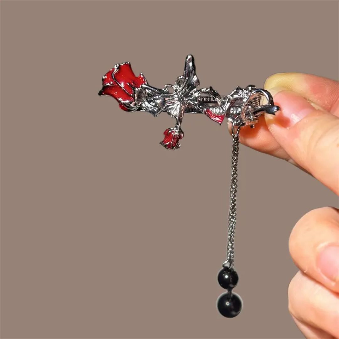 Obsidian Rose Barrette Clip