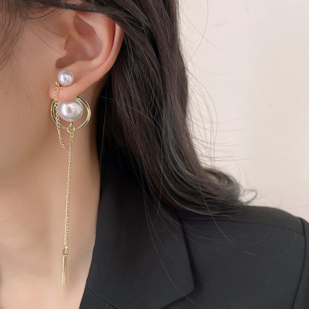 Pearl Orbit Drop Earrings