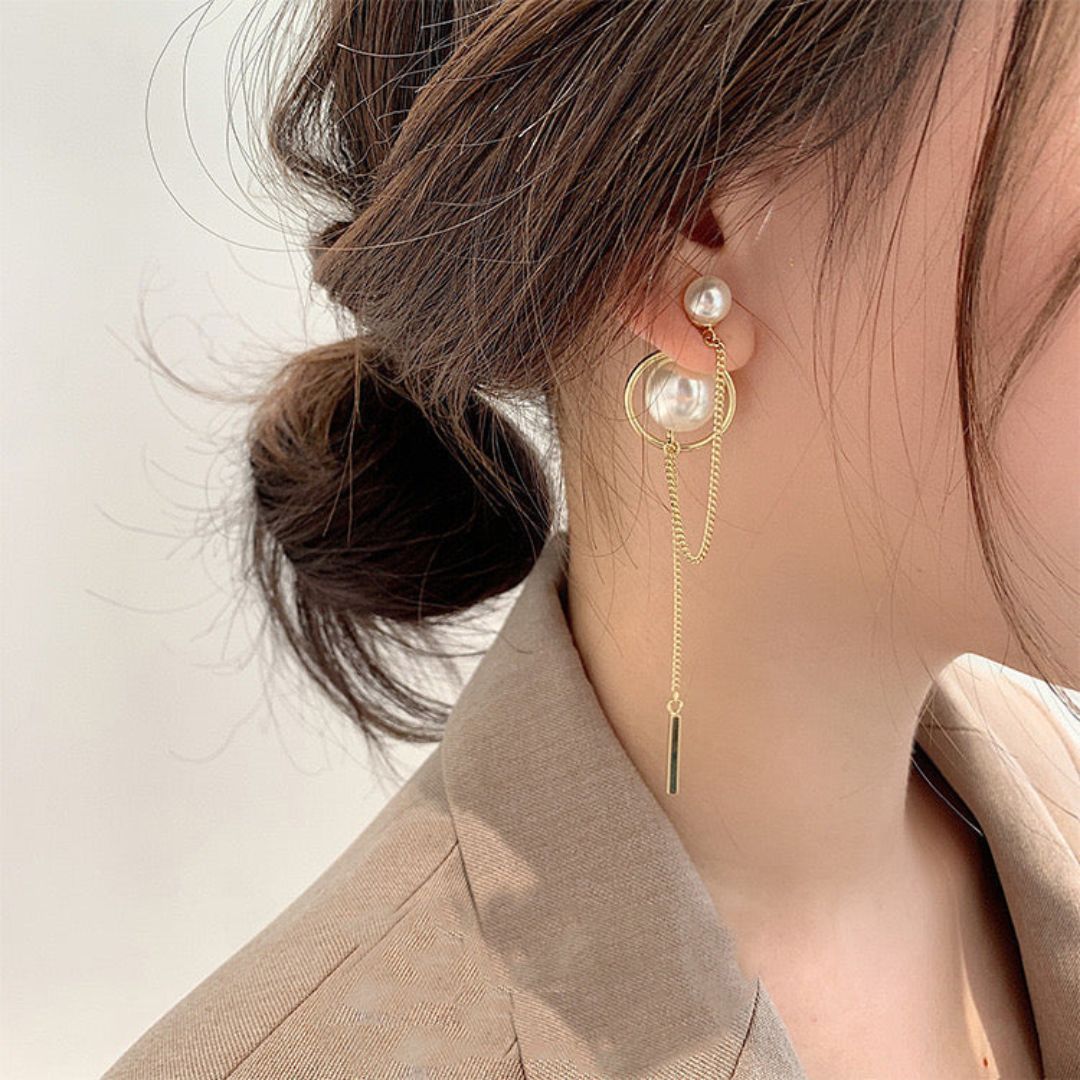 Pearl Orbit Drop Earrings