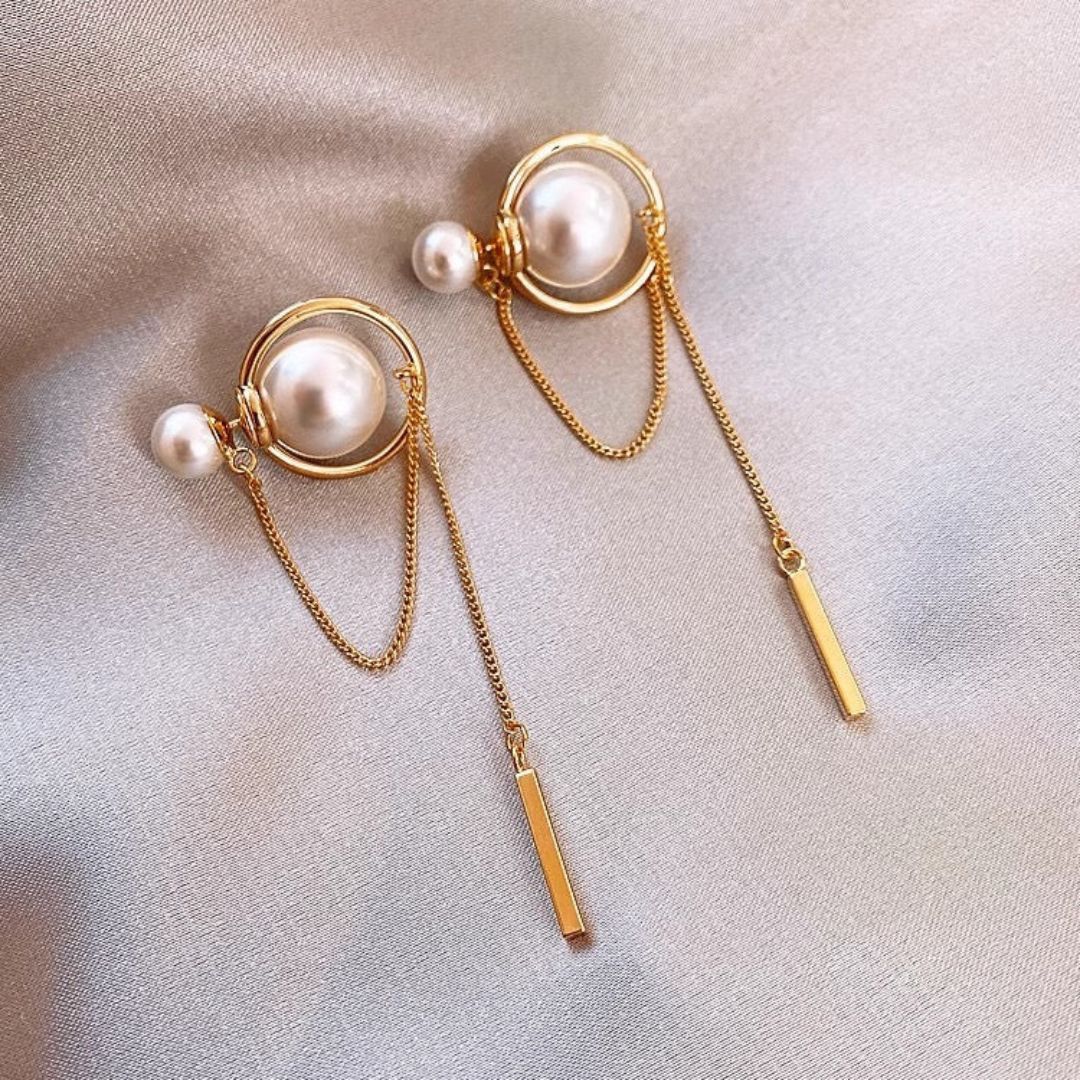 Pearl Orbit Drop Earrings
