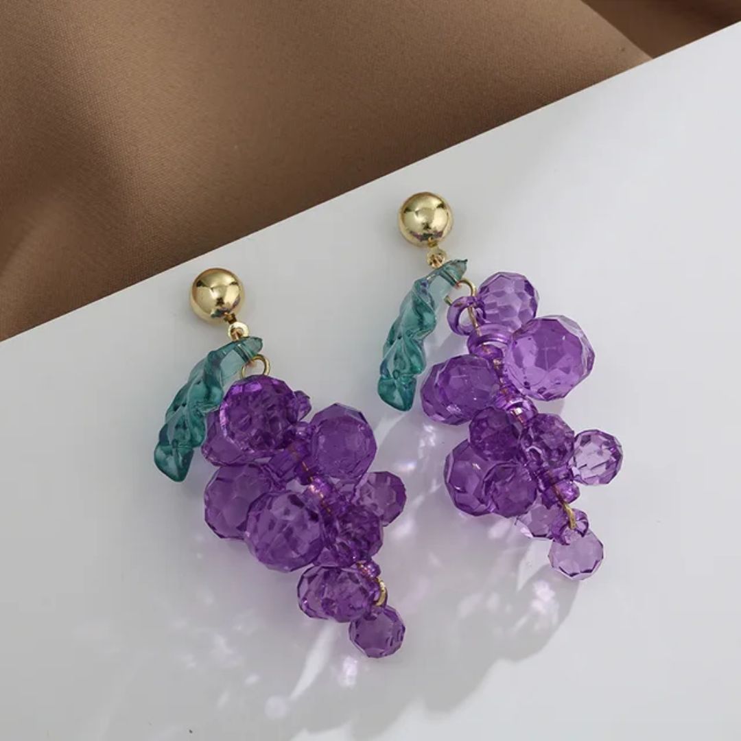 Crystal Grape Drop Earrings