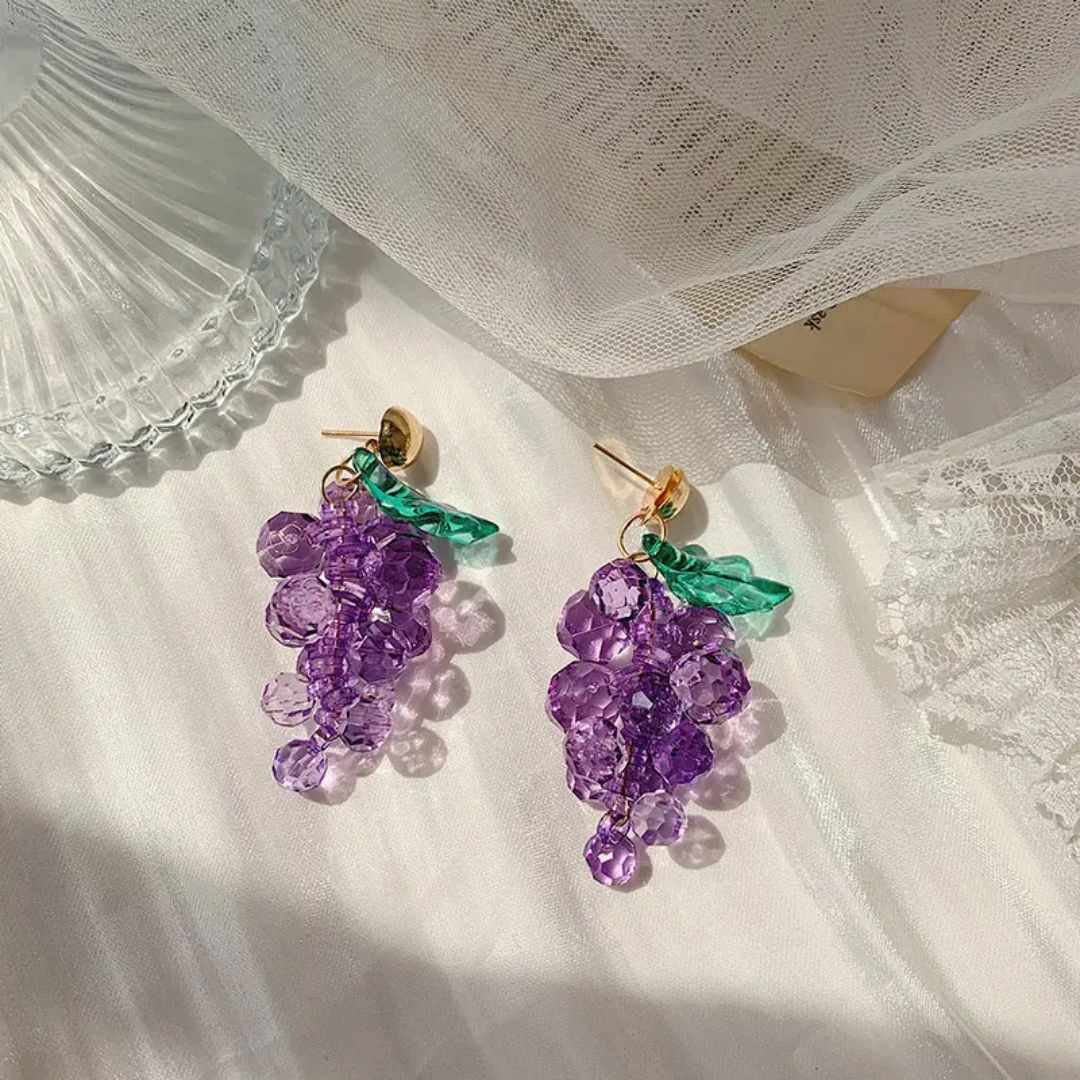 Crystal Grape Drop Earrings