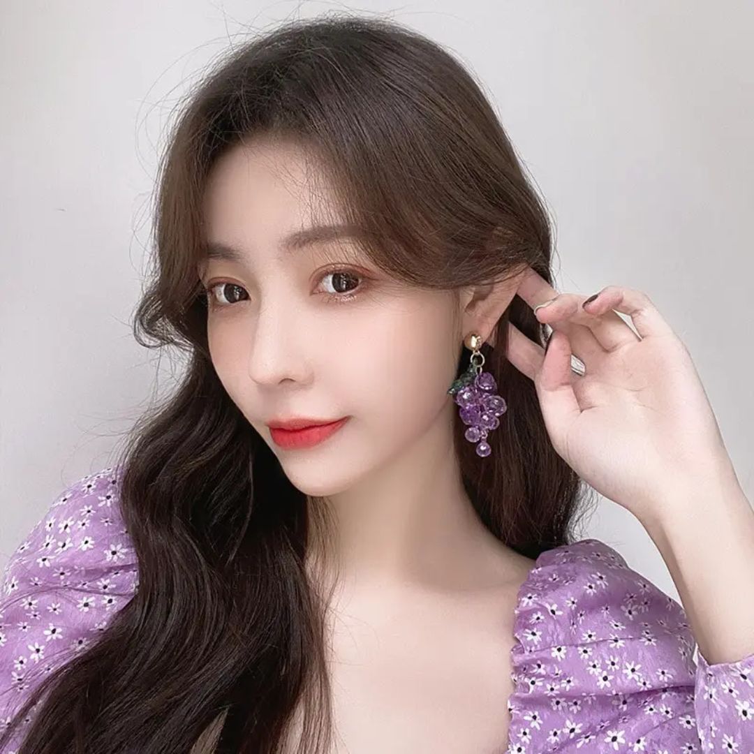 Crystal Grape Drop Earrings
