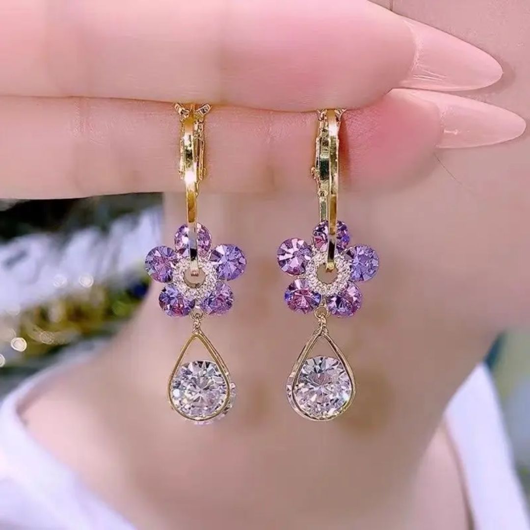 Rhinestone Floral Earring