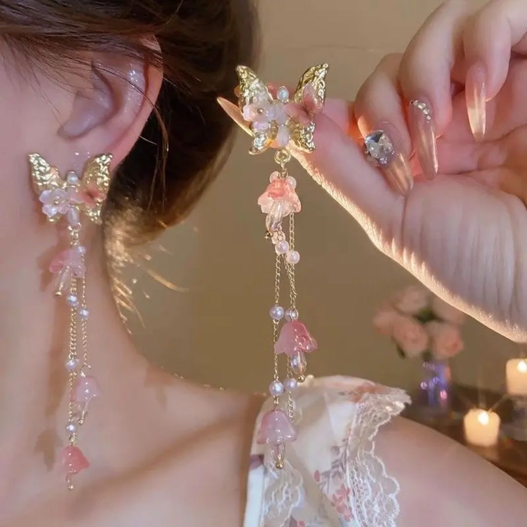 Blush Butterfly Drop Earrings