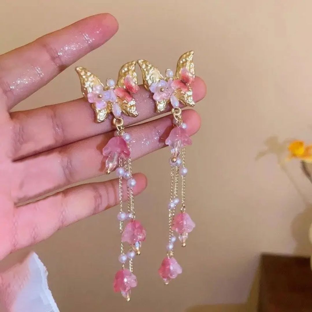 Blush Butterfly Drop Earrings