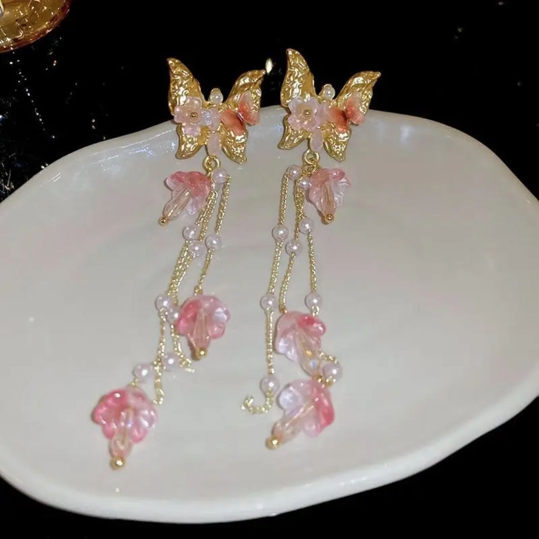 Blush Butterfly Drop Earrings