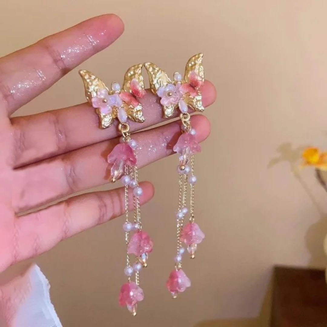 Blush Butterfly Drop Earrings