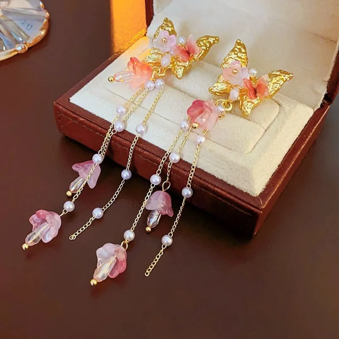 Blush Butterfly Drop Earrings