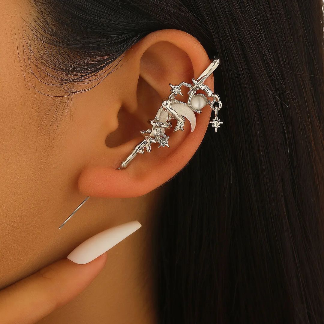 Creative Star Moon Earrings Earcuff