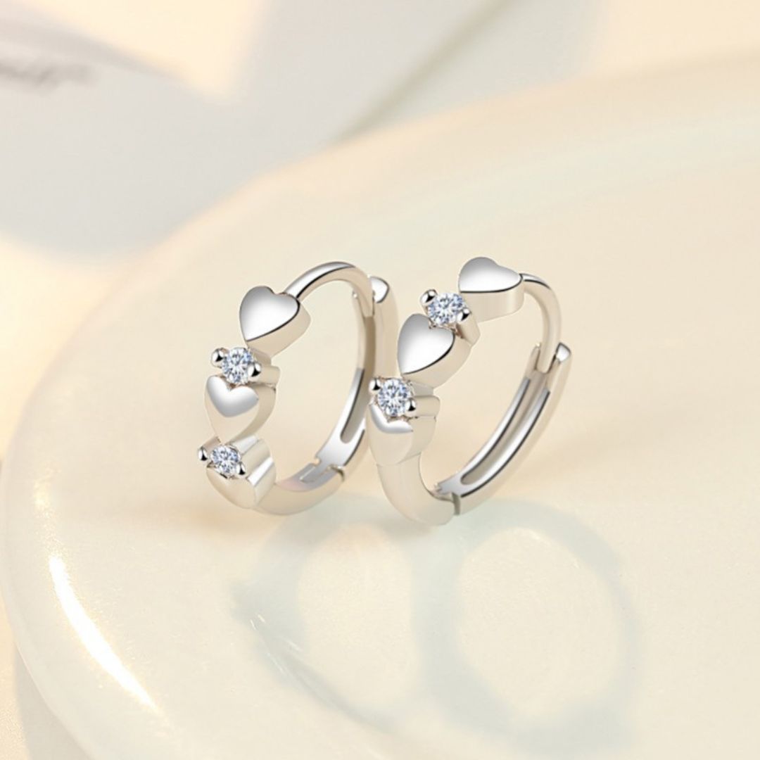 Crystal Heart Hug Hoops Earring