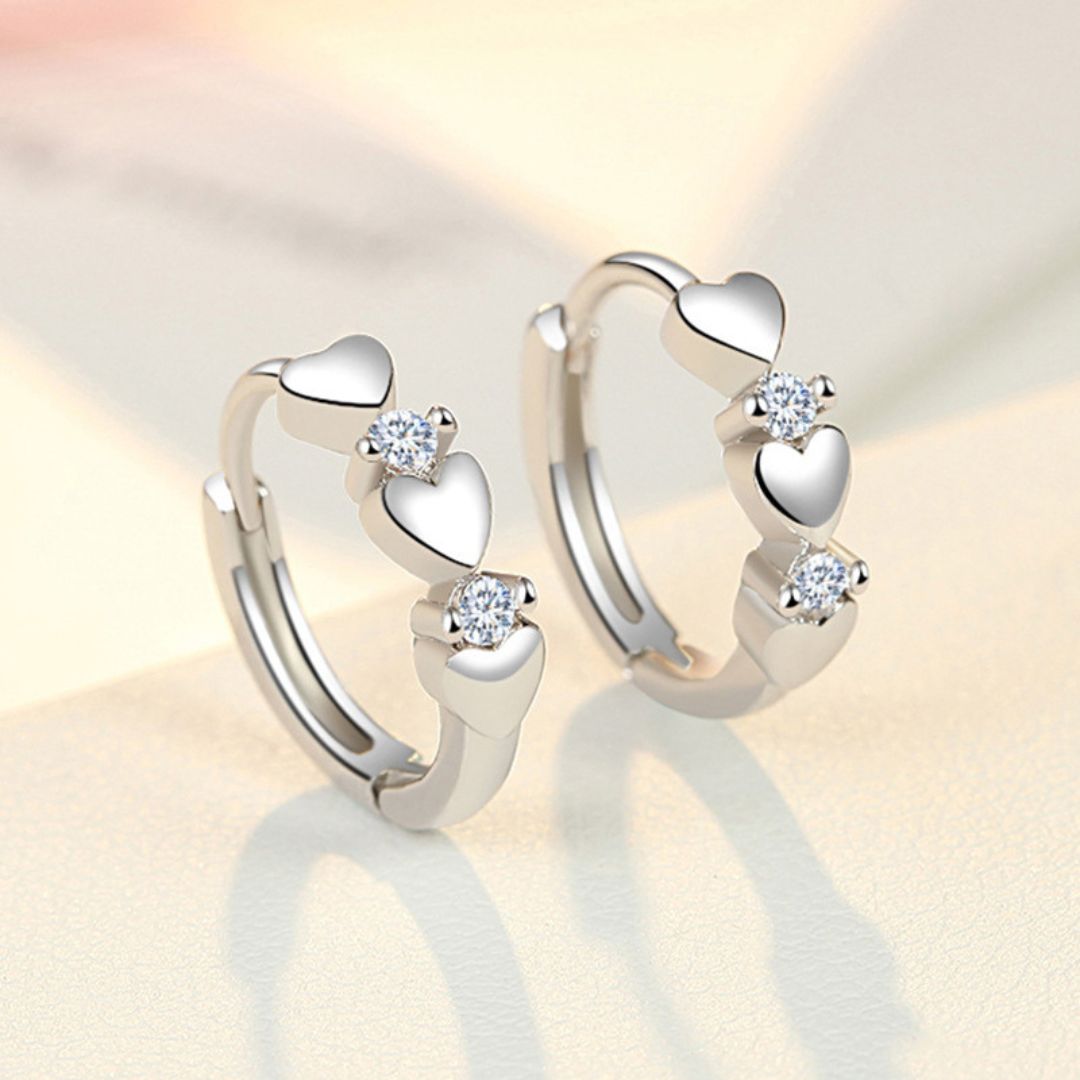 Crystal Heart Hug Hoops Earring