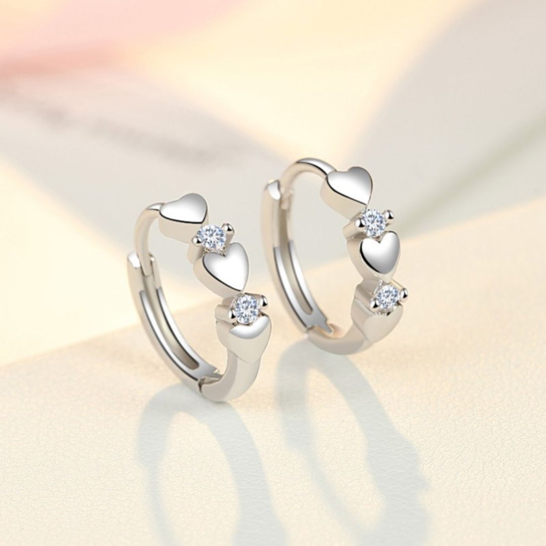 Crystal Heart Hug Hoops Earring