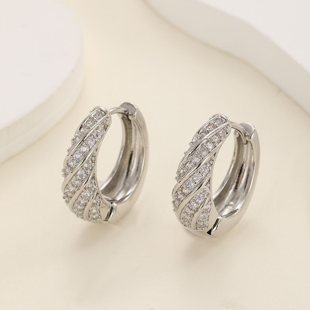 Silver Twist Spark Hoops Earring