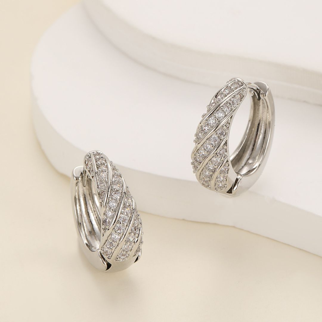 Silver Twist Spark Hoops Earring