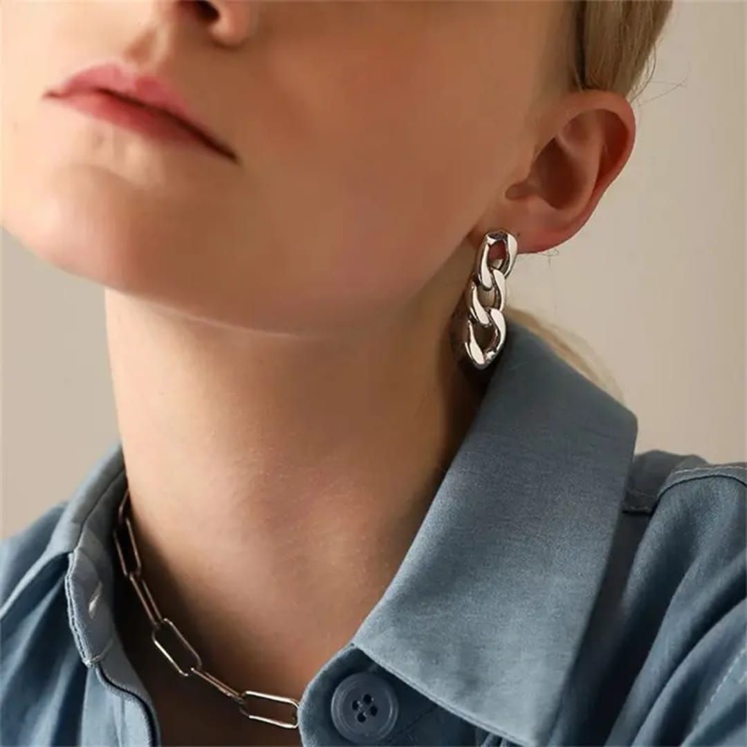 Dangling Chain Stud Earrings