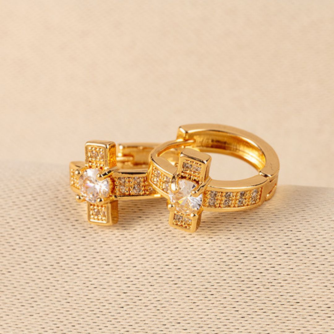 Celestial Cross Huggies Earring