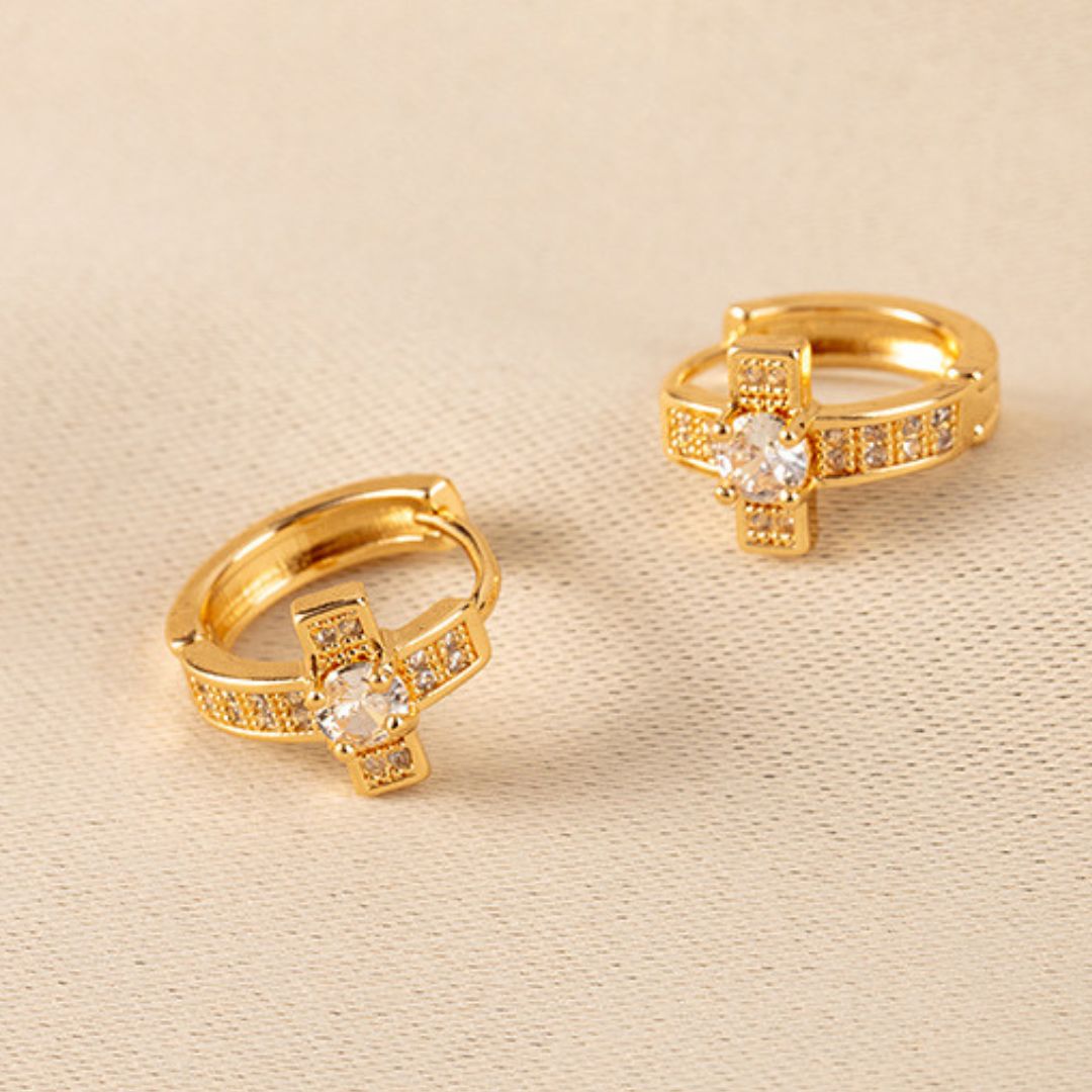 Celestial Cross Huggies Earring
