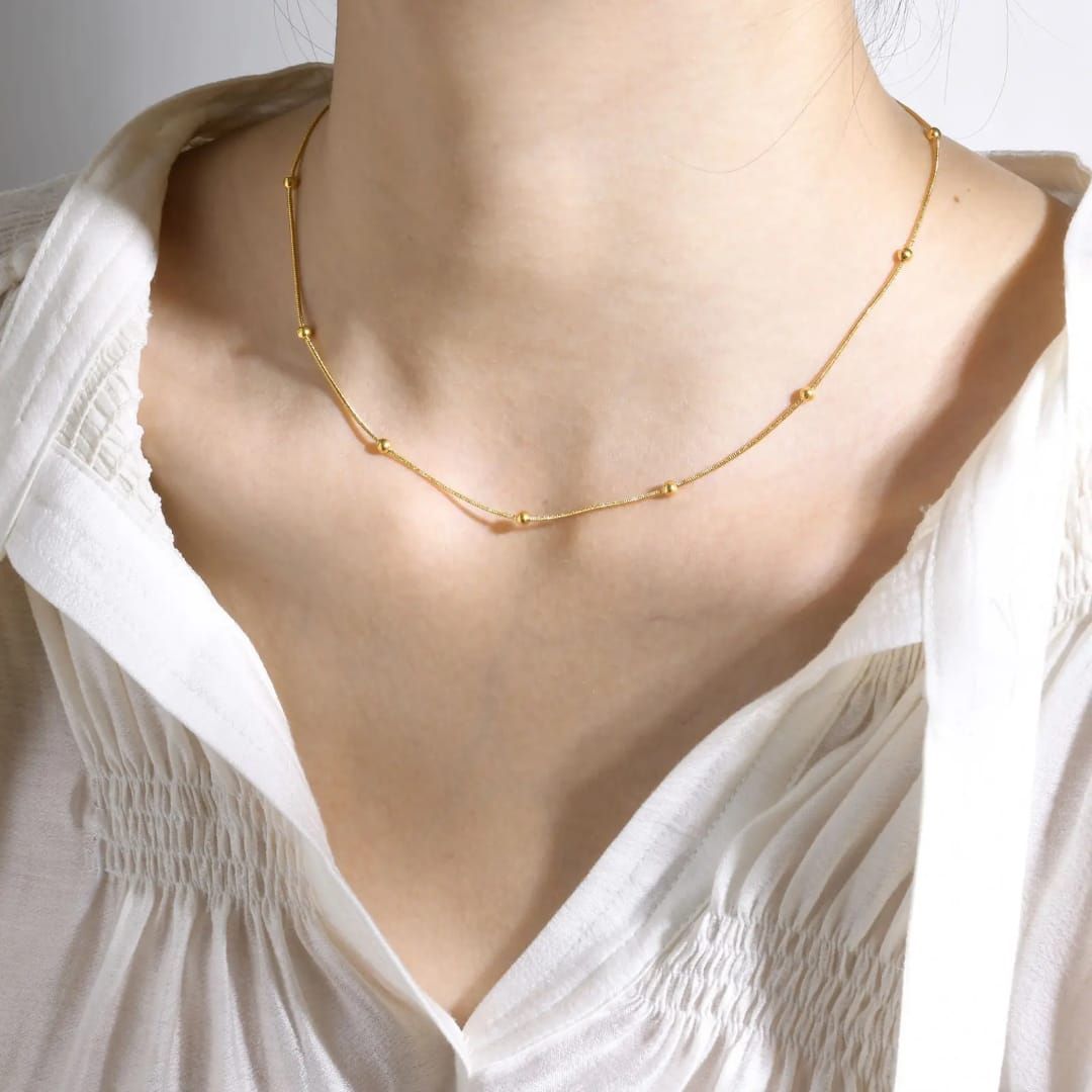 Minimal Gold Bead Necklace
