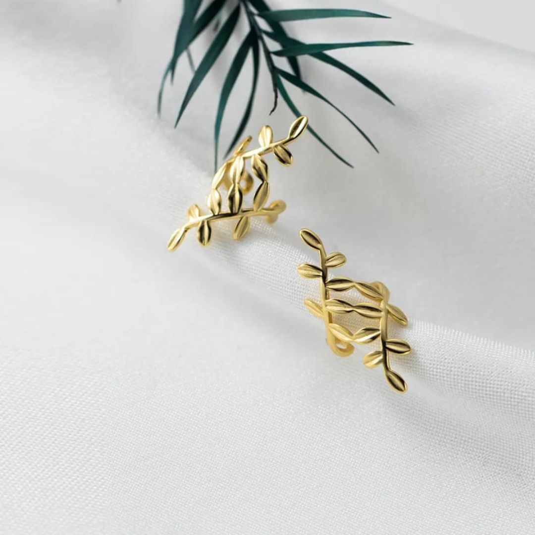 Golden Twig Hugger Earcuff Earring