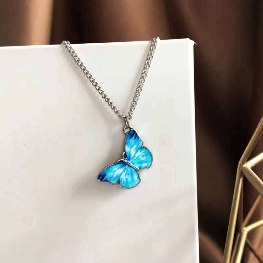 Dainty Blue Butterfly Necklace