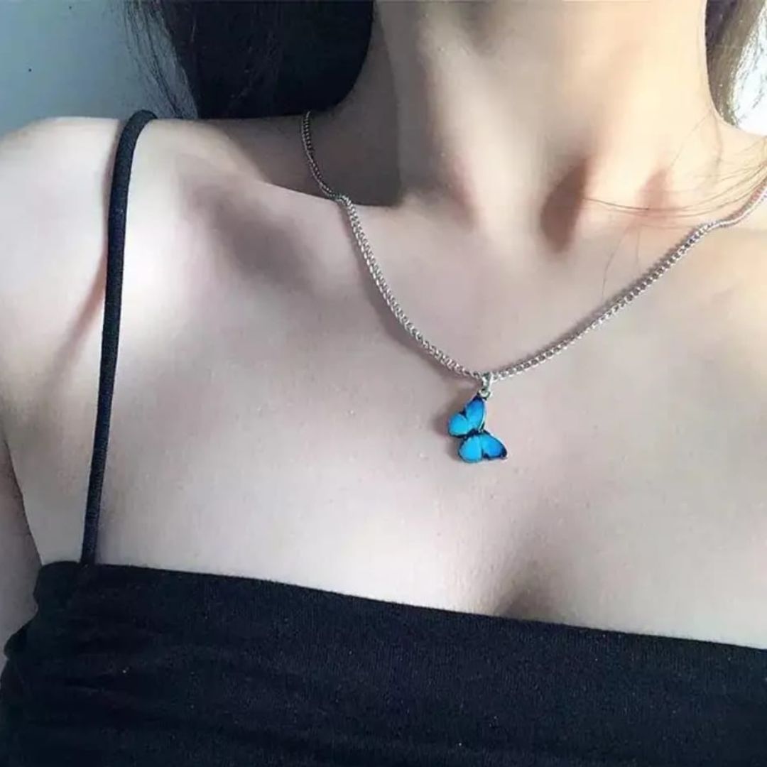 Dainty Blue Butterfly Necklace