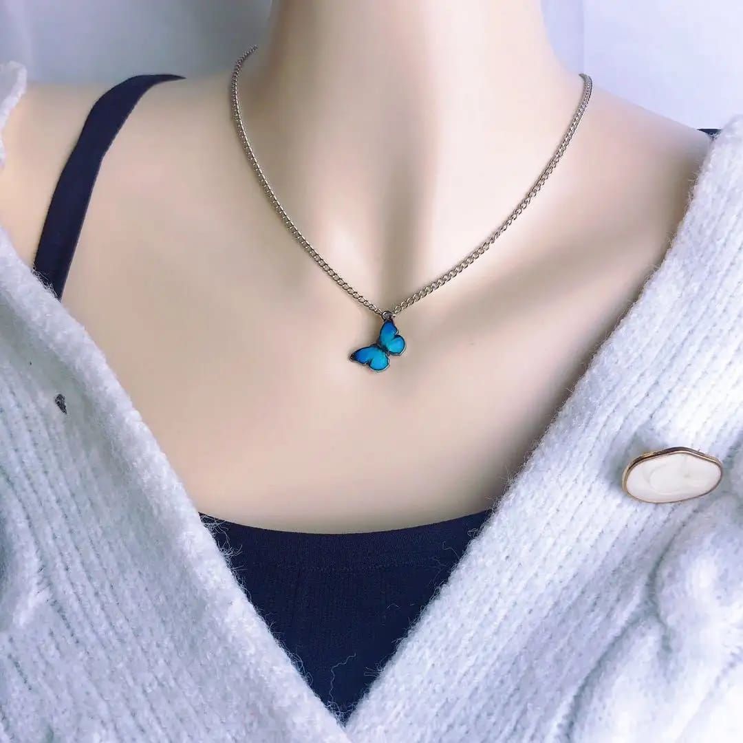 Dainty Blue Butterfly Necklace