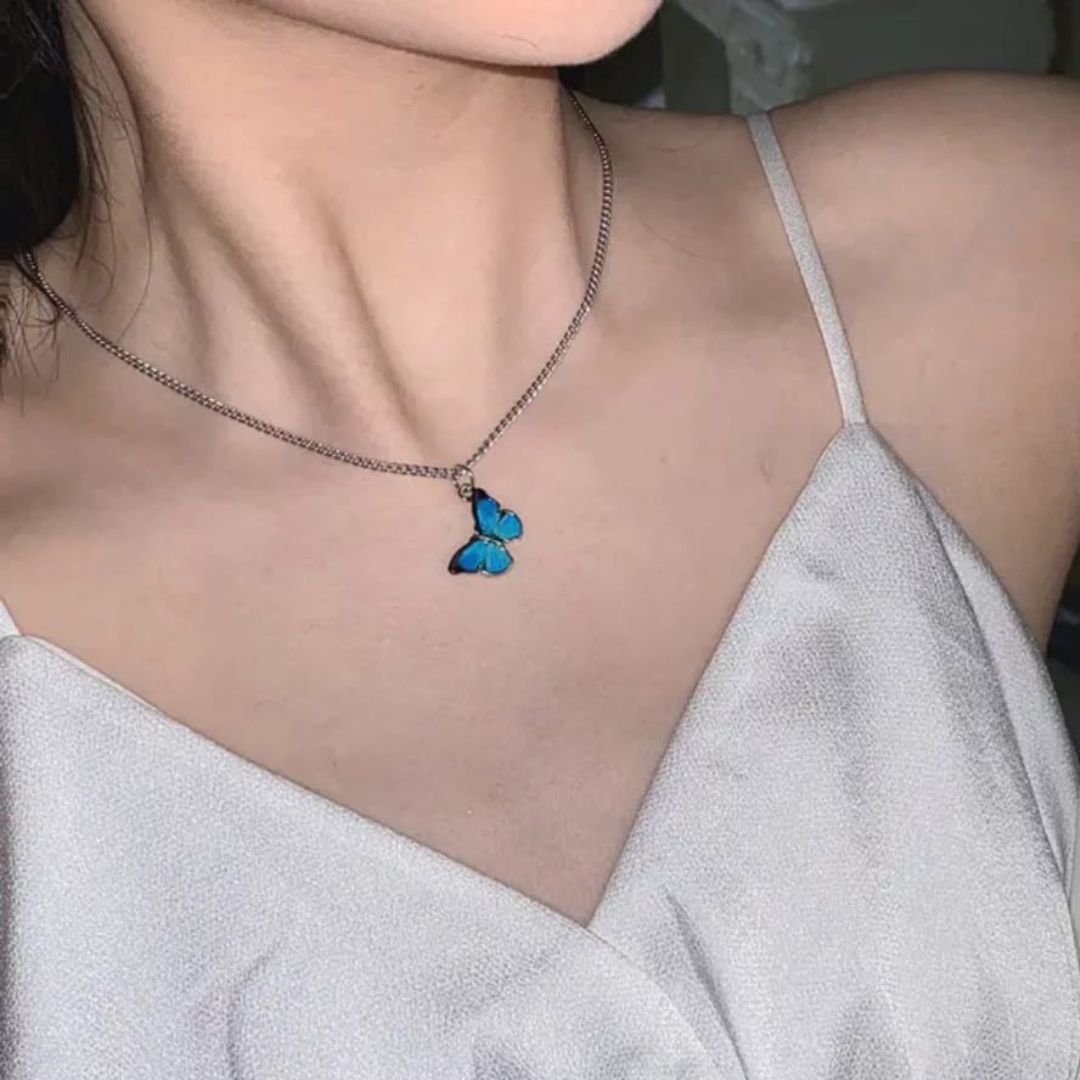 Dainty Blue Butterfly Necklace
