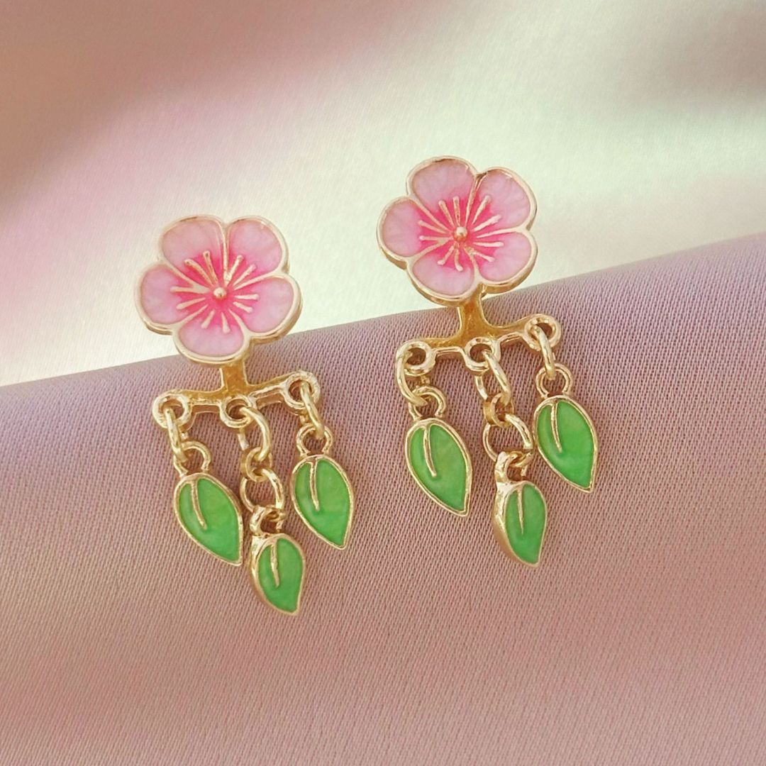 Peach Blossom Leaf Earrings