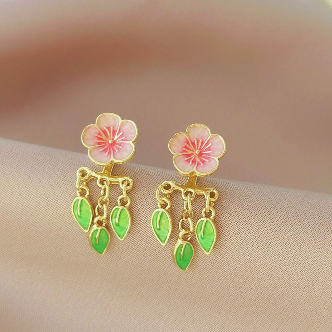 Peach Blossom Leaf Earrings