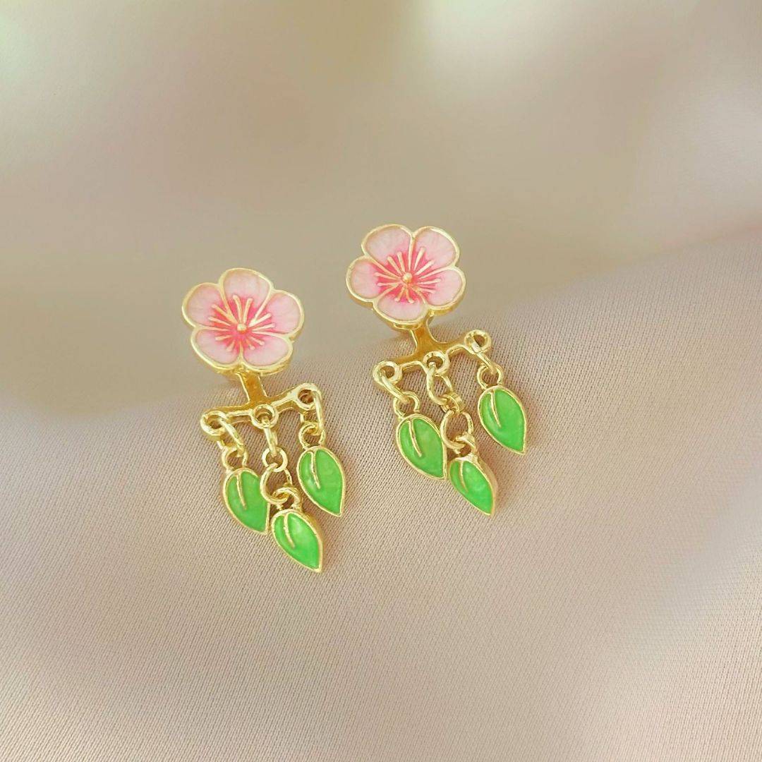 Peach Blossom Leaf Earrings