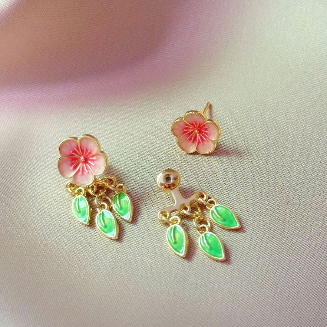 Peach Blossom Leaf Earrings