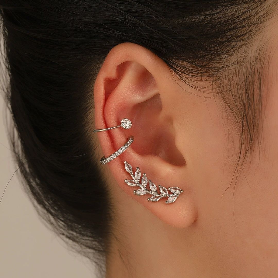Crystal Leaf EarCuff Earring
