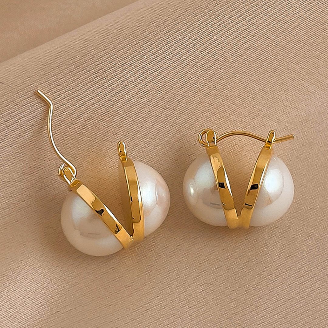 Lumiere Pearl V-Hoops Earring