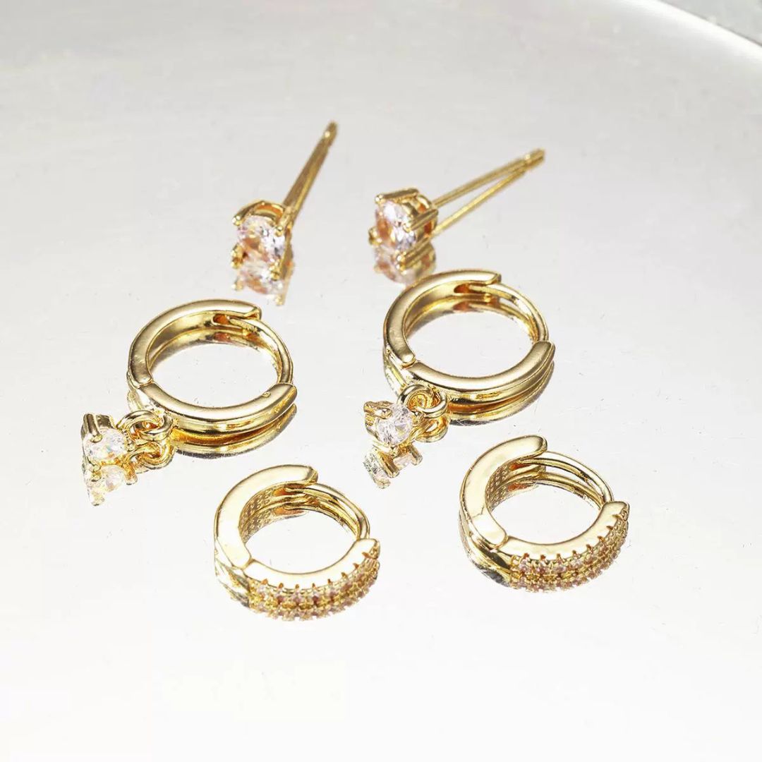 Golden Aura Trio Stack Earring (pair)