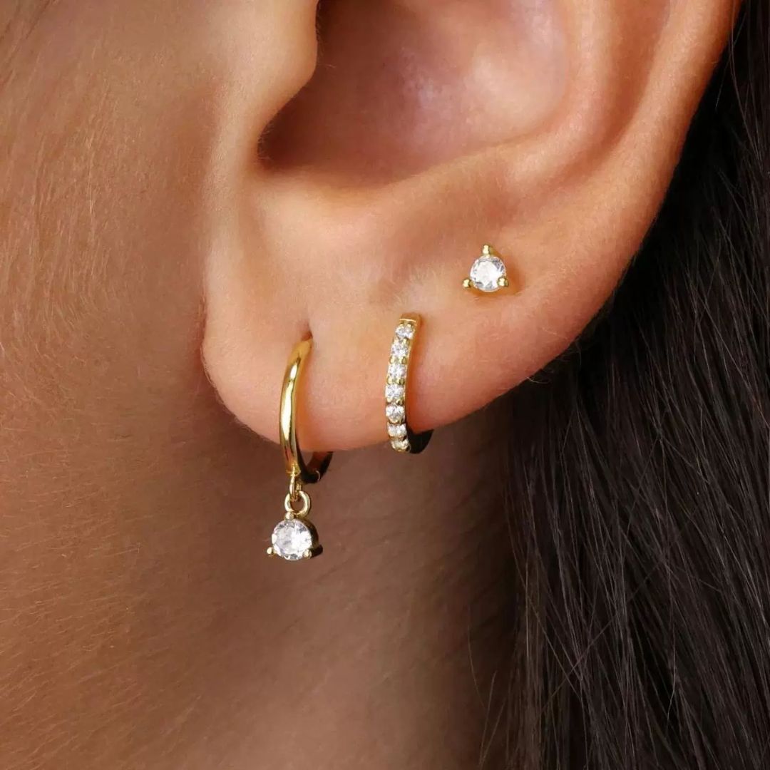 Golden Aura Trio Stack Earring (pair)