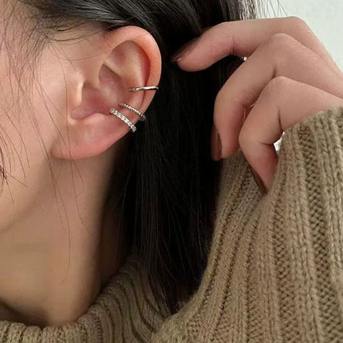 Dainty Silver Earcuff Stack Earring