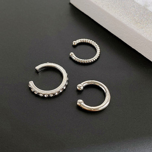 Dainty Silver Earcuff Stack Earring