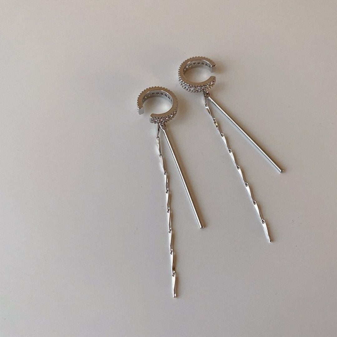 Crystal Tassel EarCuff Earring (Pair)