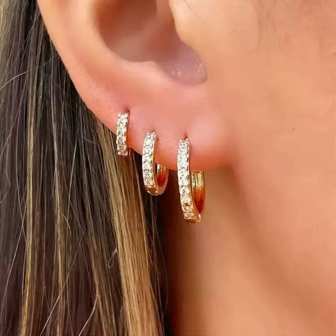 Dainty CZ Huggie Hoops Earring
