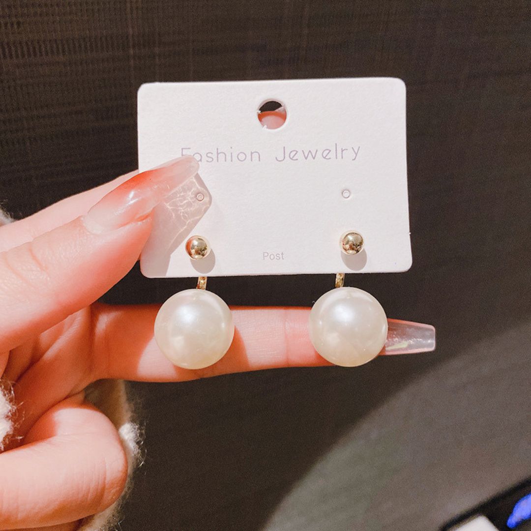 J-Hoop Pearl Dangle Earrings