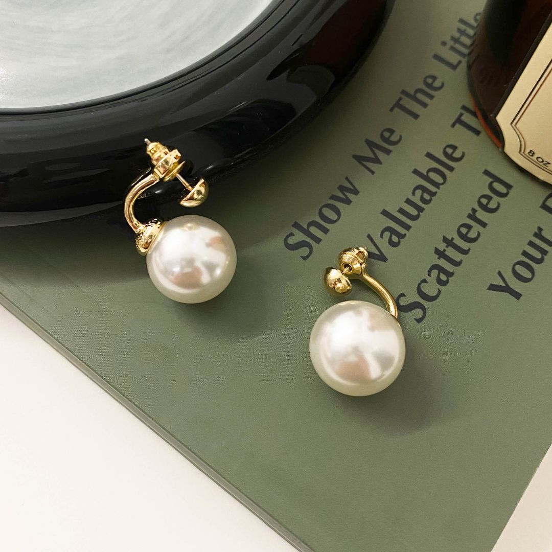 J-Hoop Pearl Dangle Earrings