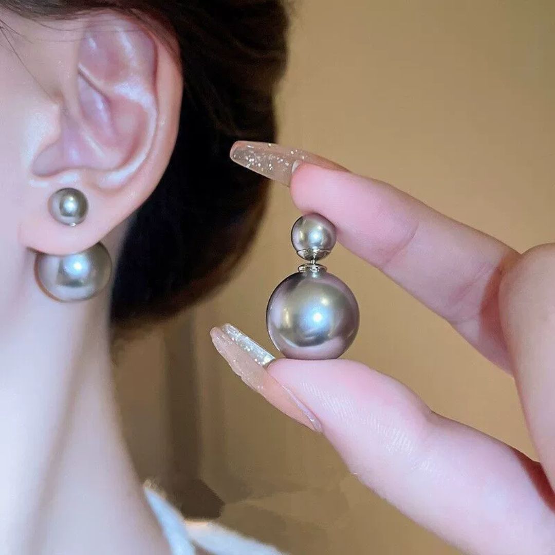 Grey Dual-Ball Stud Earrings